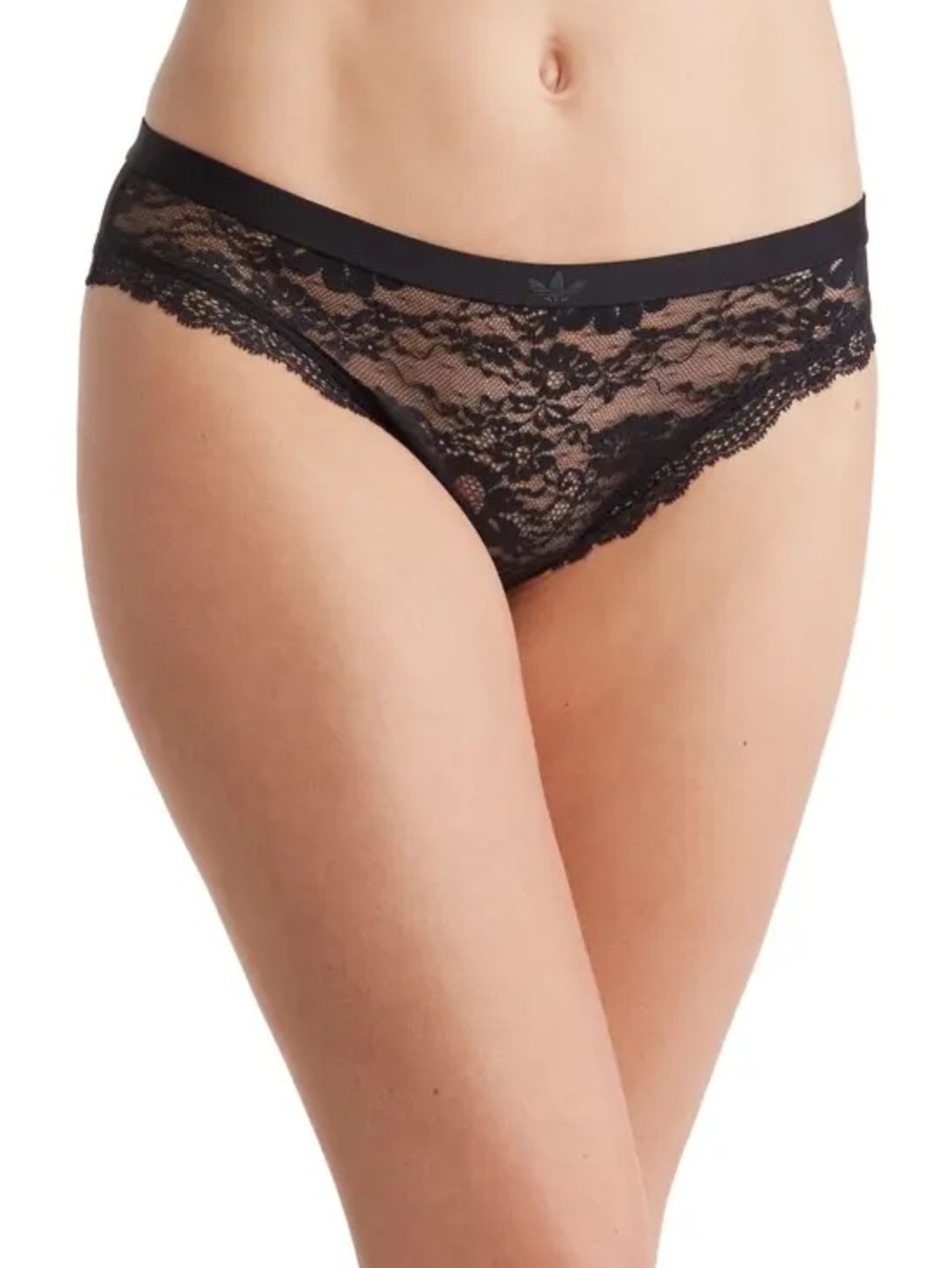 adidas Cheeky Black Logo Lace Panties x2